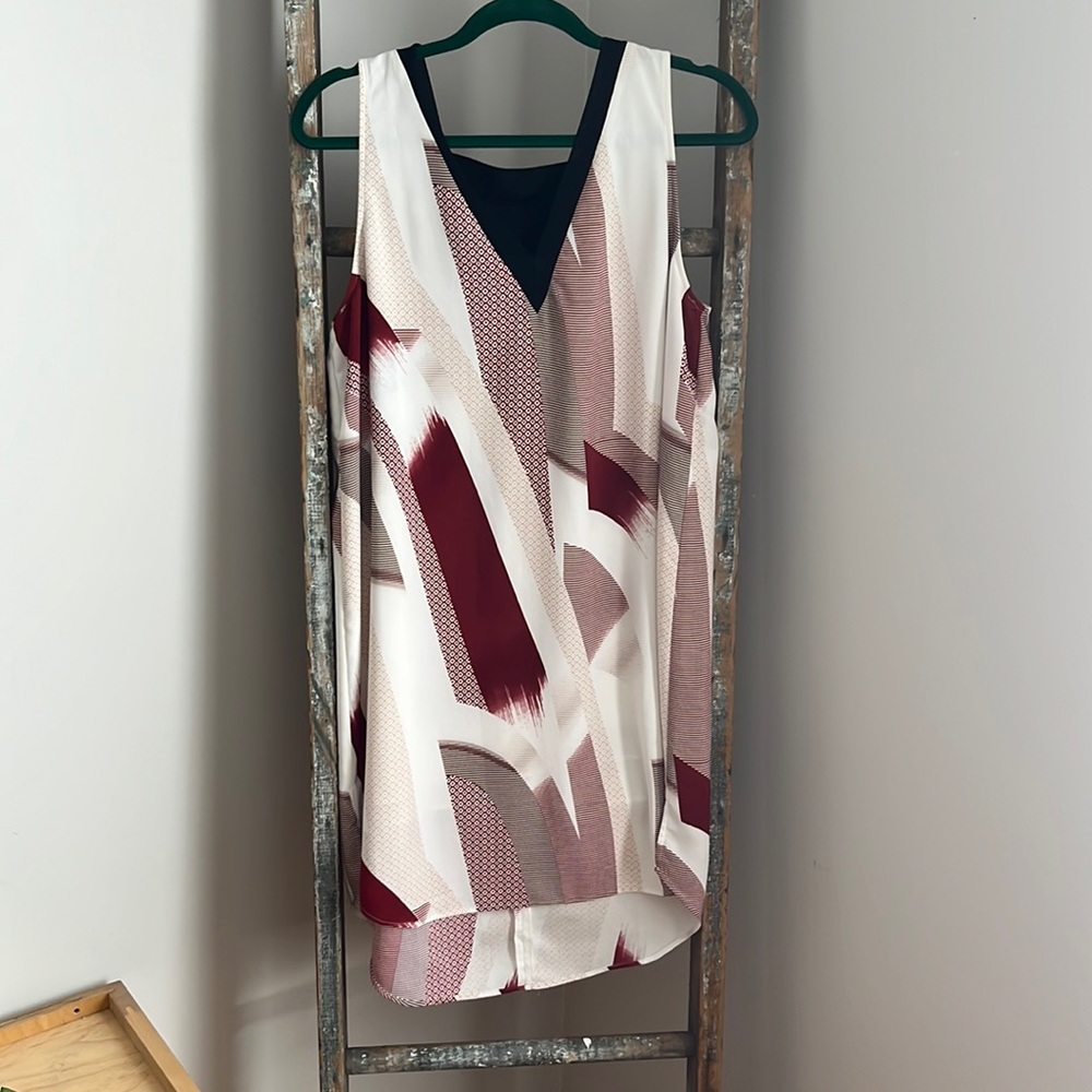 EUC NORDSTROM Trouve White Black Red Shift Dress Size Large